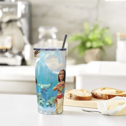 Moana and Pua Cartoon Movie Insulated Tumbler with Straws Stainless Steel Coffee Mugs Double Wall Car Bottle Cups 20oz
