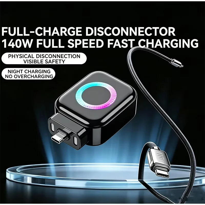 KEBIDUMEI 140W Type-C Charging Adapter Universal Separator Anti-Overcharge for Safe Overnight Charging Smart Auto Stop Charging