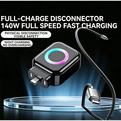 KEBIDUMEI 140W Type-C Charging Adapter Universal Separator Anti-Overcharge for Safe Overnight Charging Smart Auto Stop Charging