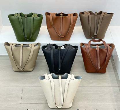 Mendy Large Women's Bag Vintage Leather Bucket Bag 26CM Tote Hobo Bag for Women Soft Leather Underarm Shoulder Purse Handbag New