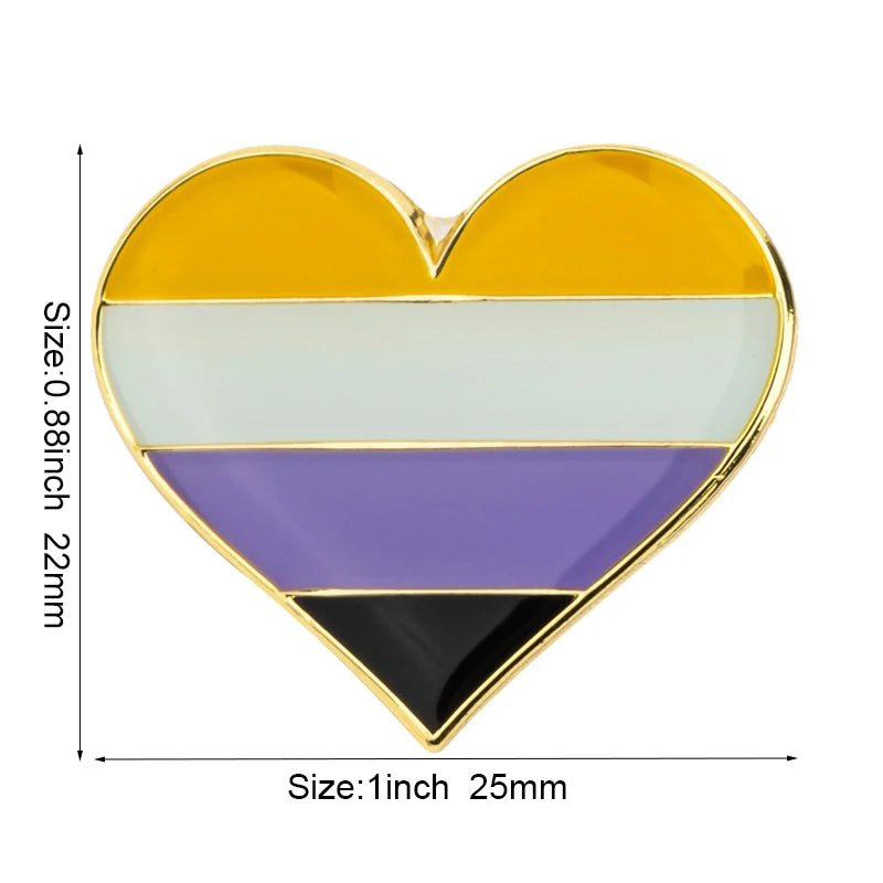 10pcs a lot Rainbow Pride Heart Shaped  Badge Symbol Pin Metal Badges Decorative Brooch Pins for Clothes Brooch Jewelry