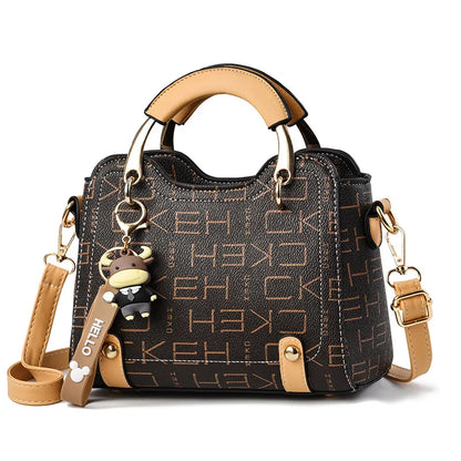New with Printed Letters Women Square Handbag Messenger Bags with Pendant Office Ladies Bags Female Crossbody Shoulder Bags