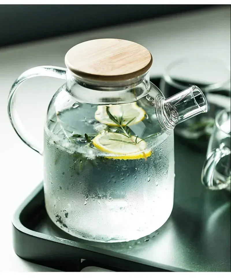 1.8L Transparent Borosilicate Glass Teapot Heat-Resistant Large Clear Tea Pot  Flower Tea Set Puer Kettle Cup Office Home Tool