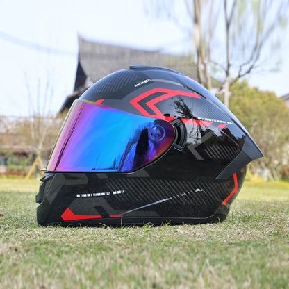 Motorcycle helmet, men's and women's dual lens full helmet, four season couple street bike safety helmet