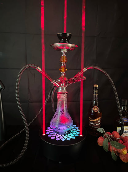 LED Smoking Table Lamp with Laser Light & Charging Base for Hookah Portable Neon Smoke Glow Lamp for Bar Party Laser Effects