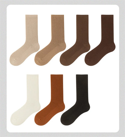 Women's Socks New Autumn Casual Simple Solid Color Winter Warm Socks For Women Korean Style Middle Tube Girls Pile Socks