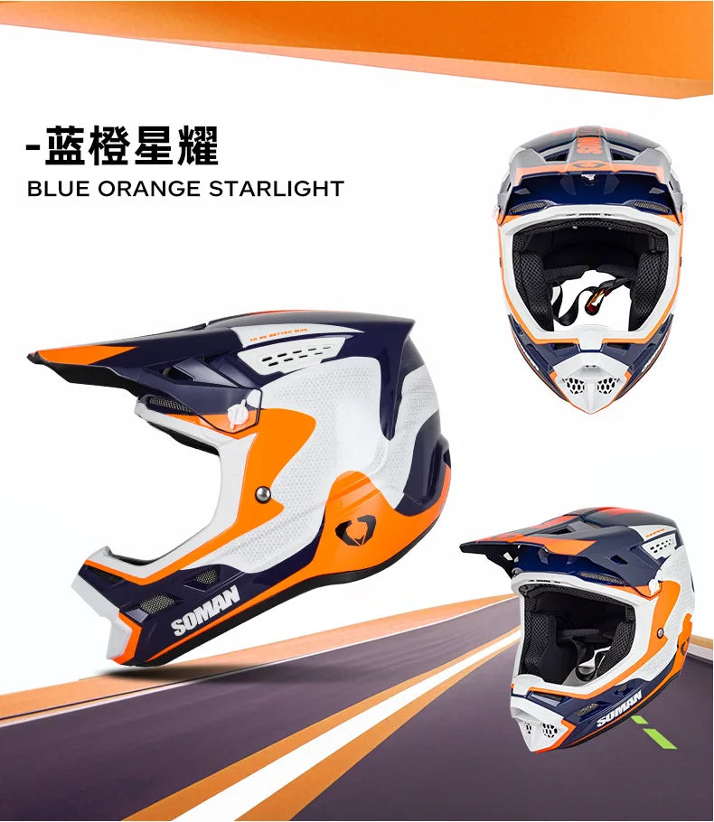 2025 SOMAN Professional Racing Motocross Helmet Off Road Helmet Motorcycle Cartoon Childrenr ATV Motorcycle MTB Helmet