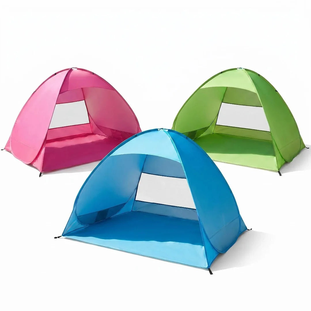 1-Piece Instant Pop-Up Beach Tent for Family, Spacious Triangle Outdoor Shade with Carrying Bag – Lightweight Polyester, Portable for Camping, Hiking & Travel