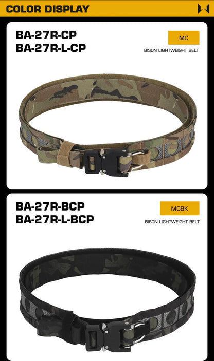 Tactical Ferro-style Bison Lightweight Belt with Quick Detach Metal D-Ring Buckle MOLLE Men's Waist Belt Hunting Pistol Airsoft