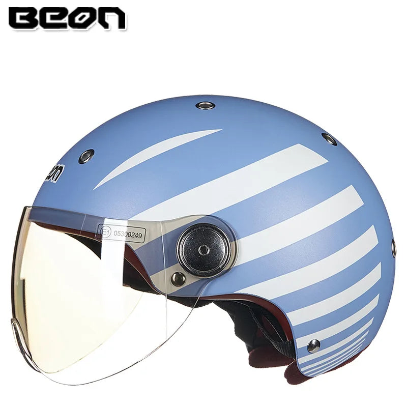BEON Motorcycle Helmet for Adult and Child All Seasons Electric Vehicle Half Helmet Summer Sun Protection Helmet Motorcycle