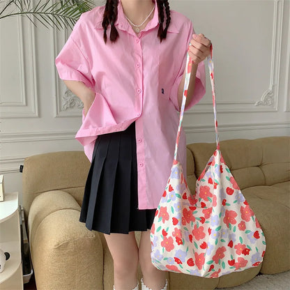Women's Shoulder Bags Leopard Print Flower Fashionable Trendy Canvas Cross Bags Large Capacity Portable Shopping Shoulder Bags