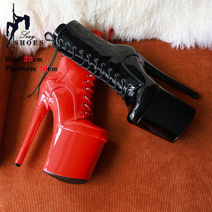 Fast Shipping NEW Black 8 Inch High Platform Stripper Heels Pole Dancing Ankle Boots Sexy Knight Female High Heels Ladies Shoes