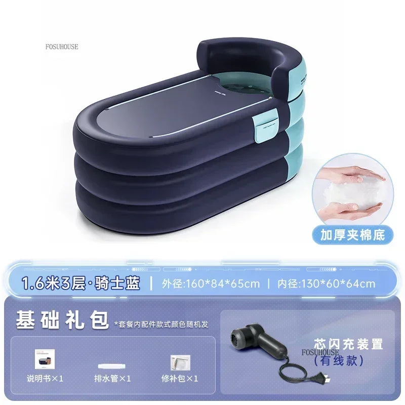Large Capacity Inflatable Bathtub Portable Home Folding Spa Steam Sauna Bathing Bucket Hotel Space Capsule