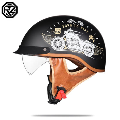 Retro helmet motorcycle helmet motorcycle half helmet four seasons summer wear endoscopic safety hat helmet cruise helmet Riding
