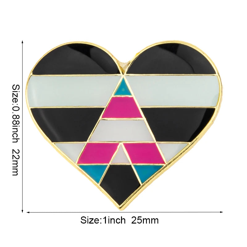 10pcs a lot Rainbow Pride Heart Shaped  Badge Symbol Pin Metal Badges Decorative Brooch Pins for Clothes Brooch Jewelry