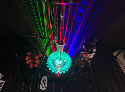 LED Smoking Table Lamp with Laser Light & Charging Base for Hookah Portable Neon Smoke Glow Lamp for Bar Party Laser Effects