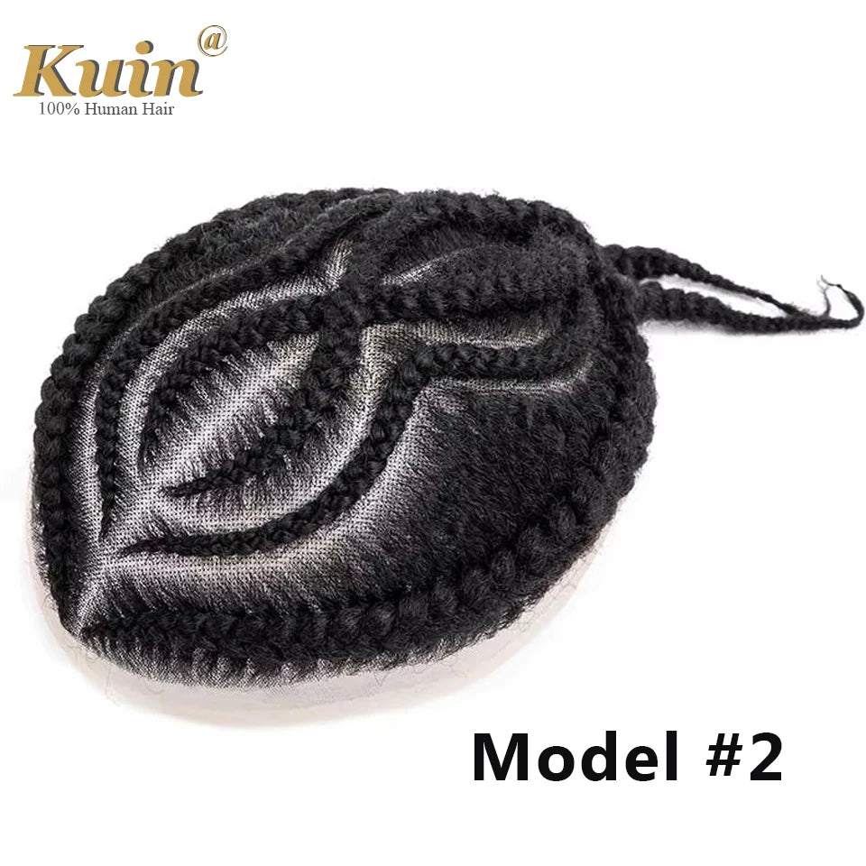 Braiding Toupee For Men Cornrow Braid Full Lace Man WIg Human Hair Braids Male Hair Prosthesis Human Hair Replacement System