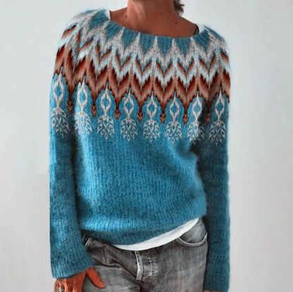 2025 Spring Knitted Women Sweater Print O-neck Long Sleeve Casual Loose Sweaters Female Winter Elegant Trendy Ladies Clothes