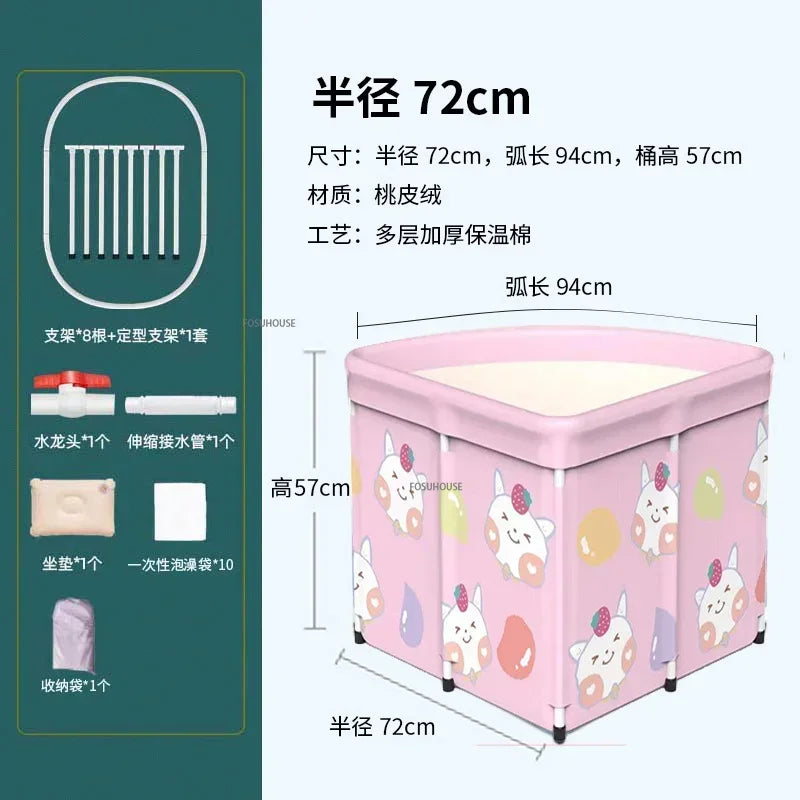 Household Triangular Bathtub Foldable Bath Bucket Swimming Pool Dual-use Portable Steam Sauna Fan-shaped Bath Barrel