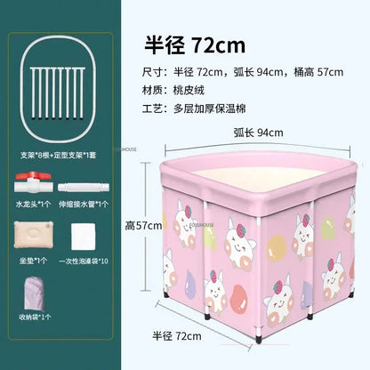 Household Triangular Bathtub Foldable Bath Bucket Swimming Pool Dual-use Portable Steam Sauna Fan-shaped Bath Barrel