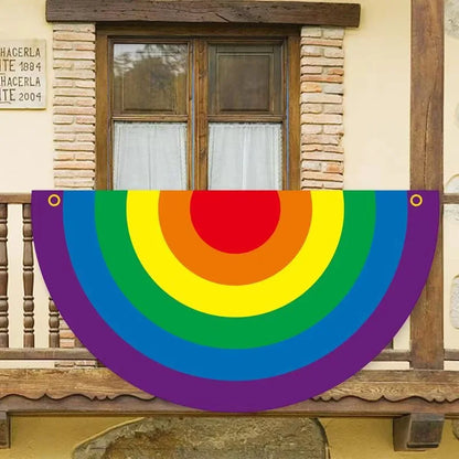 45*90cm Rainbow Flag Fan Shaped Gay  Semicircle LGBT Pride Lesbian Bisexual Transgender Pansexual Asexual Banner