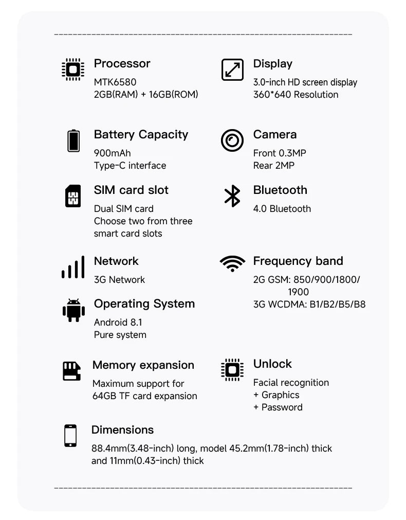 SERVO 18SE MINI Cute Android Smartphone 3G WCDMA Android OS Dual SIM Card Play Store Face Unlock Hotspot 3.0" Small Smart Phones