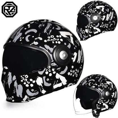 Motorcycle helmet men's and women's retro street bully combination full helmet all season detachable half helmet