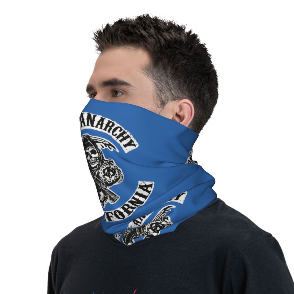 Custom 1 Percenter Essential Sons Bandana Neck Gaiter for Ski Camping Men Women Wrap Scarf TV Show Anarchy Headband Warmer