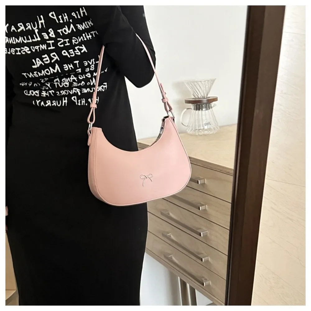 Bowknot Armpit Bag Korean Underarm Bag Luxury PU Leather Y2K Handbag Girls Shoulder Bag