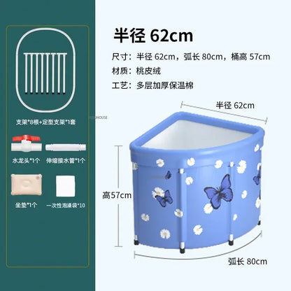 Household Triangular Bathtub Foldable Bath Bucket Swimming Pool Dual-use Portable Steam Sauna Fan-shaped Bath Barrel