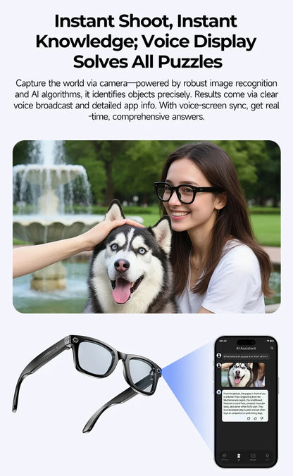 Multifunctional  Smart AI Camera Glasses with 8MP 140+ Languages Real-Time Translation Bluetooth Music 1080P Video Recording