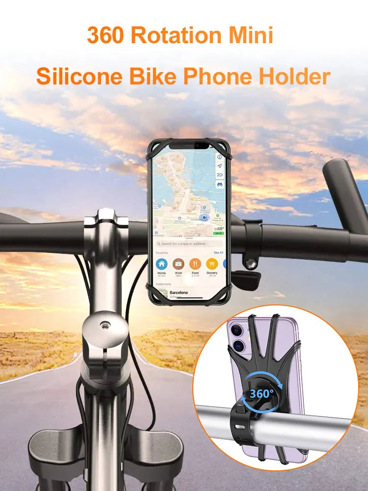 360 Rotatable Bicycle Phone Holder Motorcycle Stand Bracket Silicone GPS Support For Iphone 11 Xiaomi 10 Huawei P40