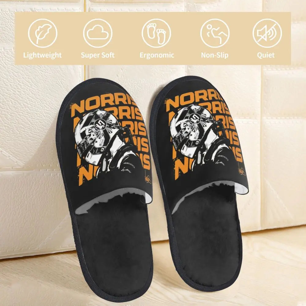 Custom British Lando Norris Racing Driver Guest Slippers for Spa Women House Slipper