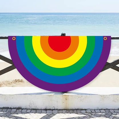 45*90cm Rainbow Flag Fan Shaped Gay  Semicircle LGBT Pride Lesbian Bisexual Transgender Pansexual Asexual Banner