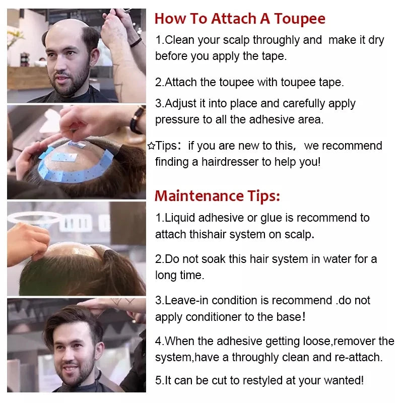 Cornrow Box Braided Men Toupee Human Hair Skin Full PU Hairpiece Breathable Replacement Hair System Prosthesis For Men Patch Wig