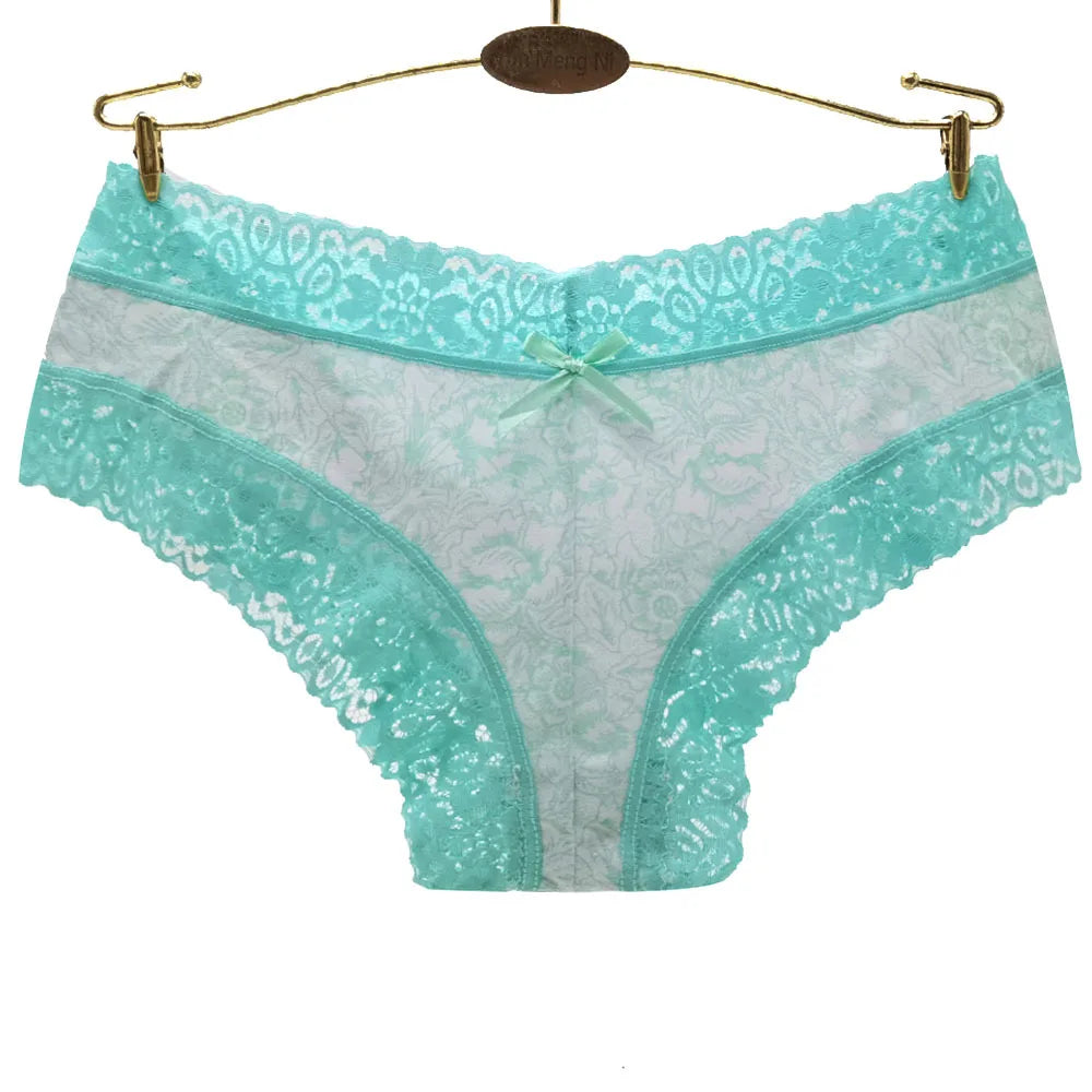 Sexy Lace Women Panties Cotton Underwear Girls Bow Briefs New Ladies Bikini 5 Pcs/set