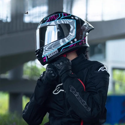 TANKED Motorcycle Helmet DOT ECE2206 Helmets Street Racing Capacete Pink Visor Double D Buckle Women Casco Moto S M  LCascos