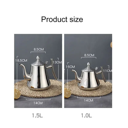 1L/1.5L Gold Teapot with Infuser Stainless Steel Water Kettle Tea pot Polish Fashion Durable Coffee Cold Water Pot Home Tea Tool
