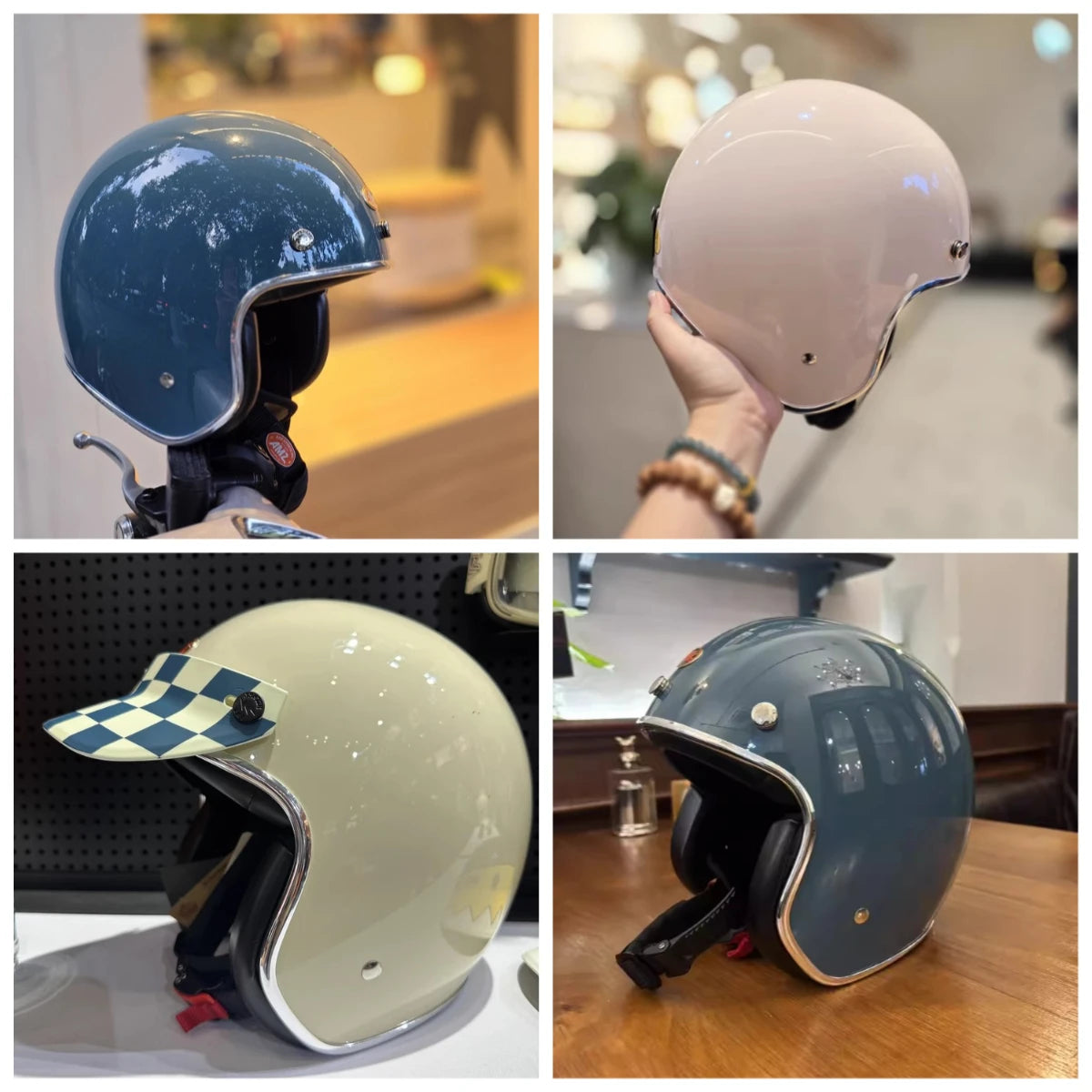 ECE DOT Approved Retro Motorcycle Helmet Open Face Moped 3/4 Vintage Low Profile Japanese Style Half Helmet Men Women Casco Moto