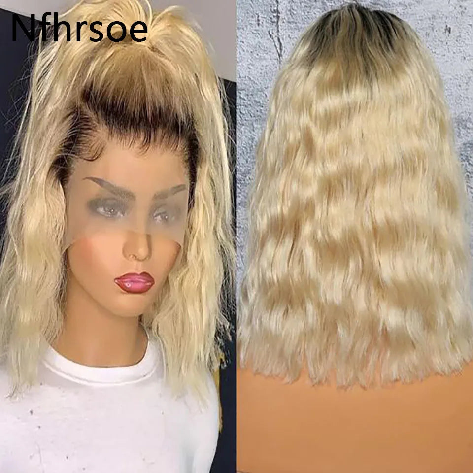 4T 613 Ombre Lace Front Human Hair Wigs Preplucked 13x4 Blonde Wave Lace Front Wig Human Hair Glueless Lace Frontal Wigs