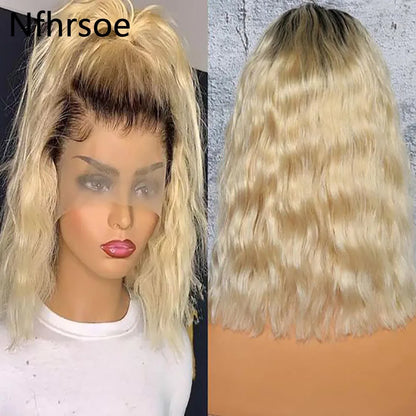 4T 613 Ombre Lace Front Human Hair Wigs Preplucked 13x4 Blonde Wave Lace Front Wig Human Hair Glueless Lace Frontal Wigs