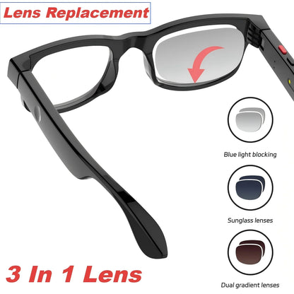 500W AI Smart Camera Sunglasses 3in1 lens ChatGPT Translation Voice Control WiFi Bluetooth HD1080P Shooting Intelligent Glasses