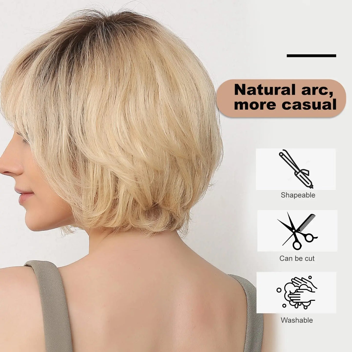 Hand-Tied Lace Front Wig Ombre Blonde Remy 100% Human Hair Wigs Natural Layered Bob HD Transparent Lace Frontal Hairs for Women