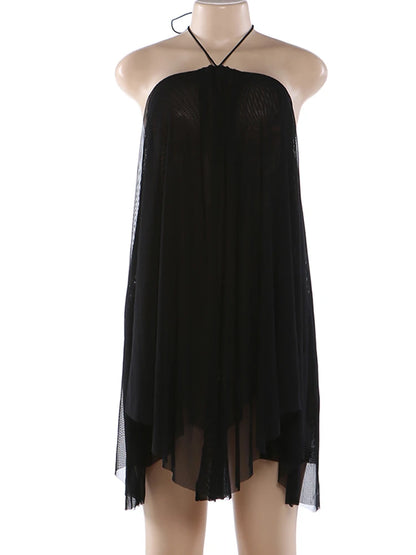 Sisterlinda Halter Dress Women Asymmetrical Hem Bandage Sleeveless Backless Solid Beach Party Sexy 2026 Summer New Trend Bodycon