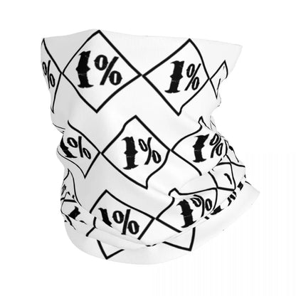 One Percenter 1% Bandana Neck Cover Printed Motorcycle Club Biker Mask Scarf Multifunctional Cycling Scarf for Men Women Adult