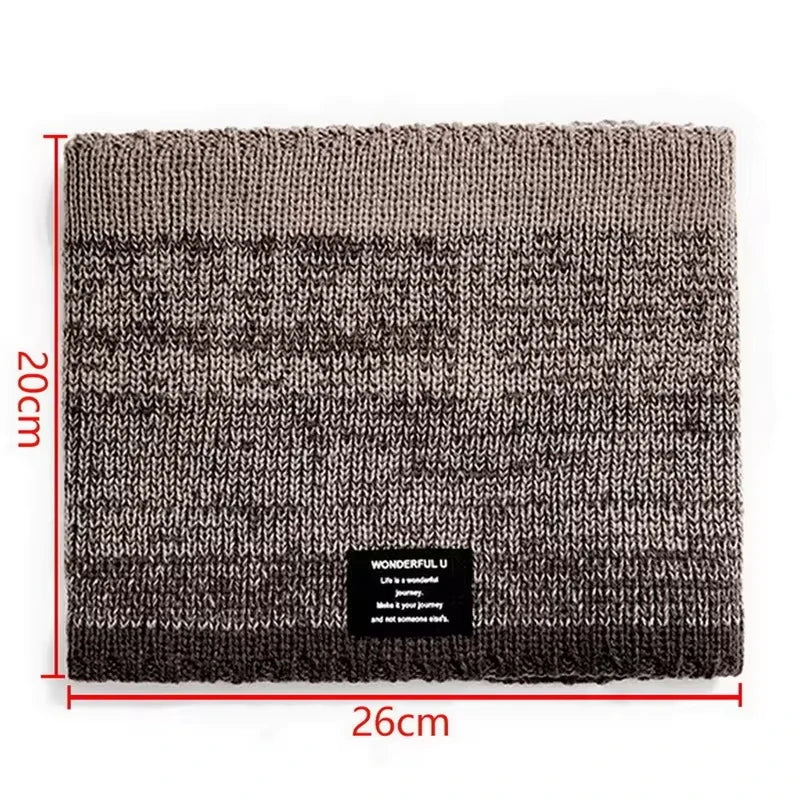 Winter Scarf for Men Fleece Ring Bandana Knitted Warm Solid Scarf Women Neck Warmer Thick Cashmere Hot Handkerchief Ski Mask