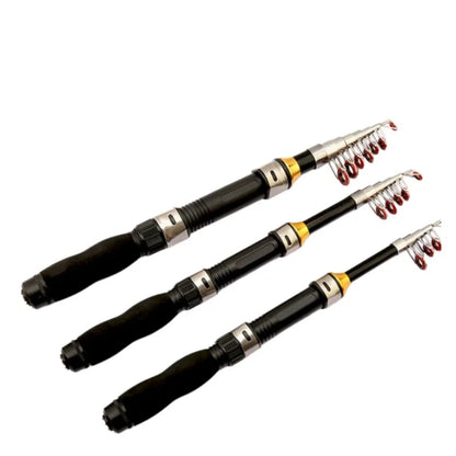 Mini Telescopic Sea Fishing Rod, Portable Spinning Rod 1.0-2.3m Ultra-Short Travel Rock Fishing Rod with Metal Spinning Reel