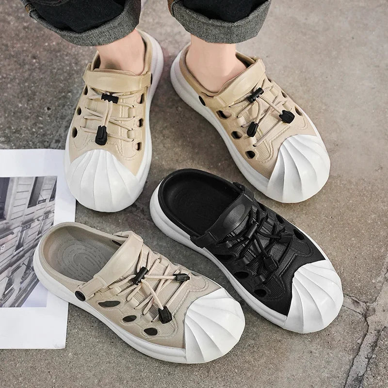 Fashion Men Sandals Summer Half Slippers Outdoor Women Beach Shoes Couple Walking Sneakers Comfortable Breathable Casual Shoes