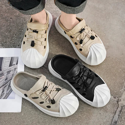 Fashion Men Sandals Summer Half Slippers Outdoor Women Beach Shoes Couple Walking Sneakers Comfortable Breathable Casual Shoes