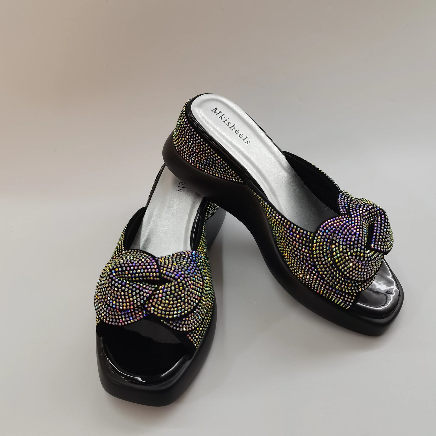 New Trendy Mid-heel Women's Sequins Slippers Outdoor Casual Slippers, High Quality Lady Party Shoes Elegant Shoes F5-1112-2